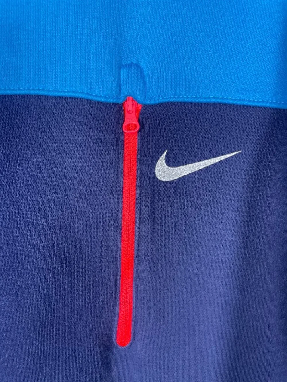 Vintage Nike Blue Pullover Sweatshirt Zip Pocket Men's XXL!